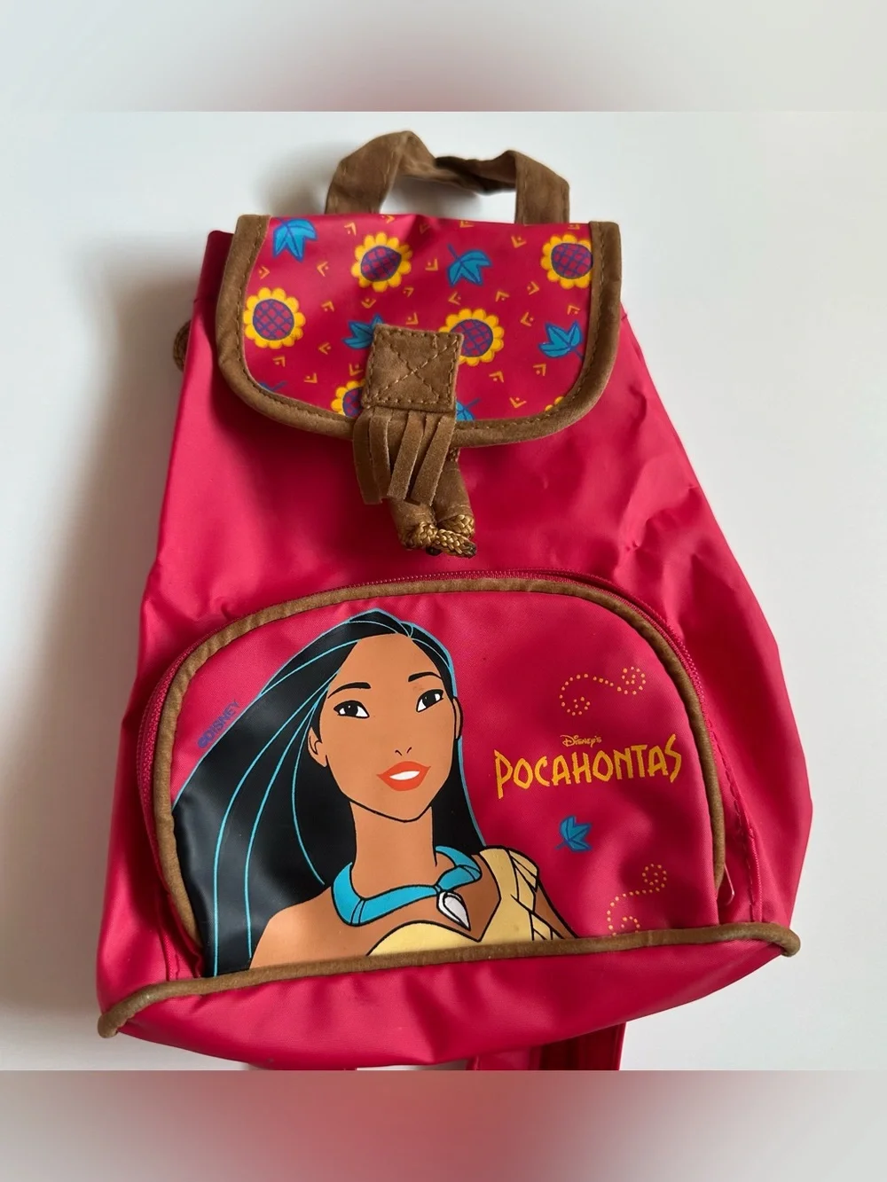 Vintage Disney Pocahontas Pyramid Mini Backpack Vinyl Purse Pink 90s Rare